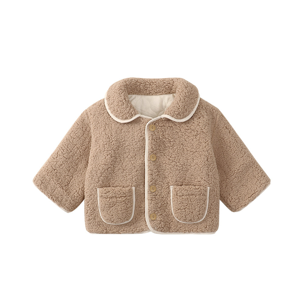 【BABY&KID】北欧風 純色もこもこポケット付きコートSK012513
