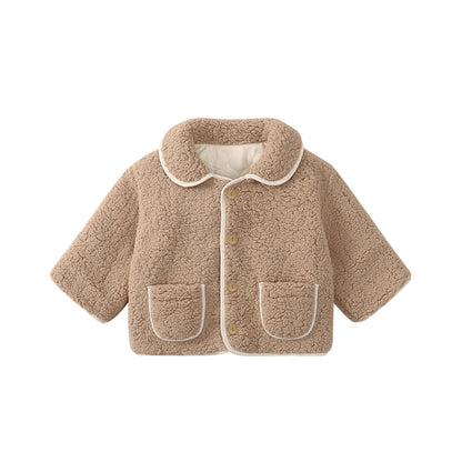 【BABY&KID】北欧風 純色もこもこポケット付きコートSK012513