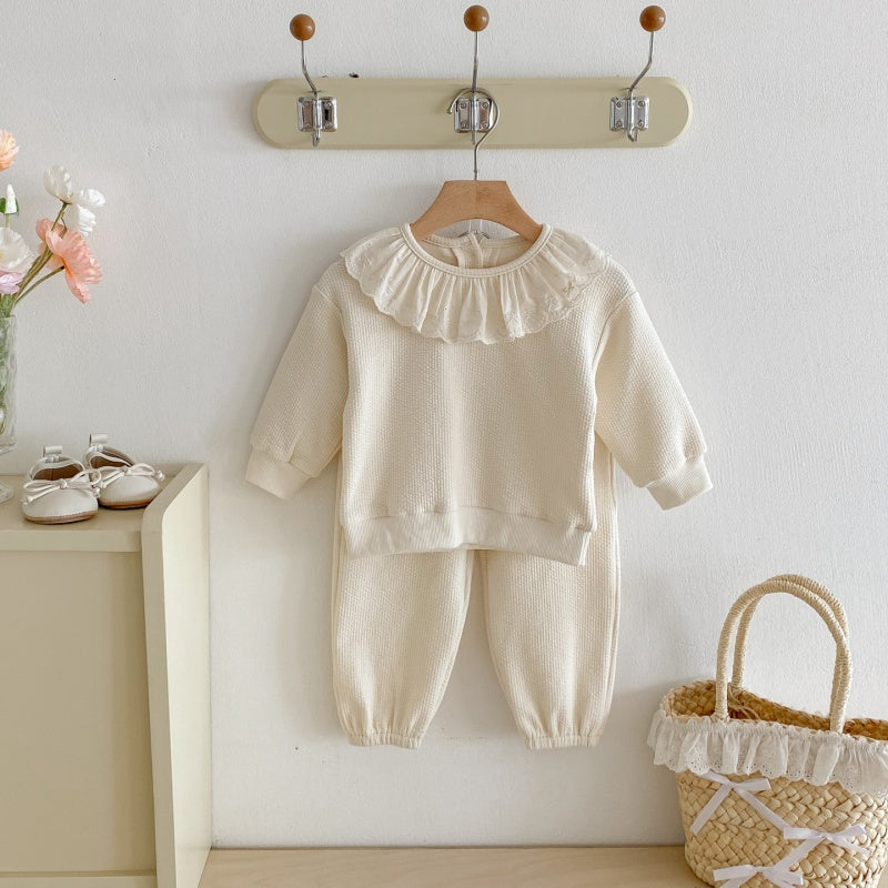 【BABY&KID】無地レース襟セットアップSK092716
