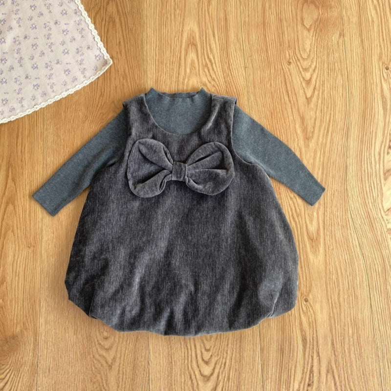 【BABY-予約限定】冬新作ヘップバーン風ドレスワンピ＆ニットインナー2点セットSK102231