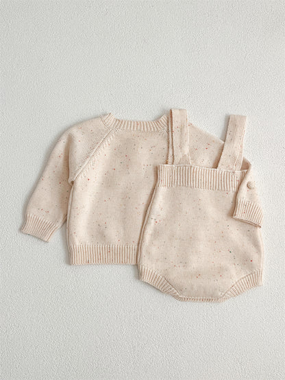 【BABY】レトロポンポン付きカーディガン、サロペットSK022708
