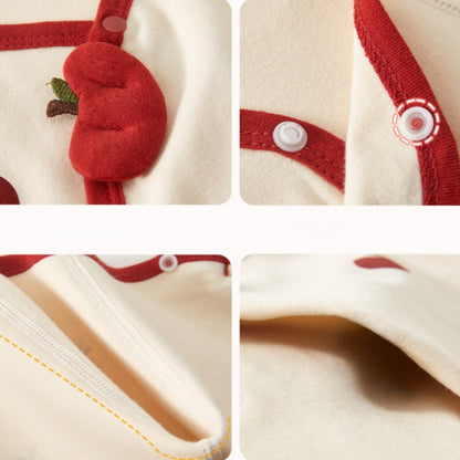 【BABY】北欧風りんご、ドット柄カバーオール＆帽子SK102612