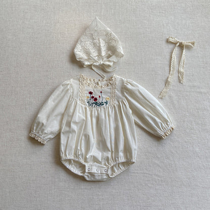 【BABY】花柄刺繍ロンパースSK101501