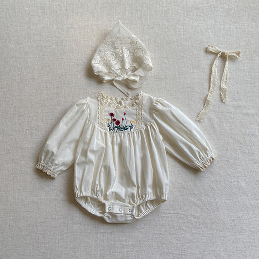 【BABY】花柄刺繍ロンパースSK101501