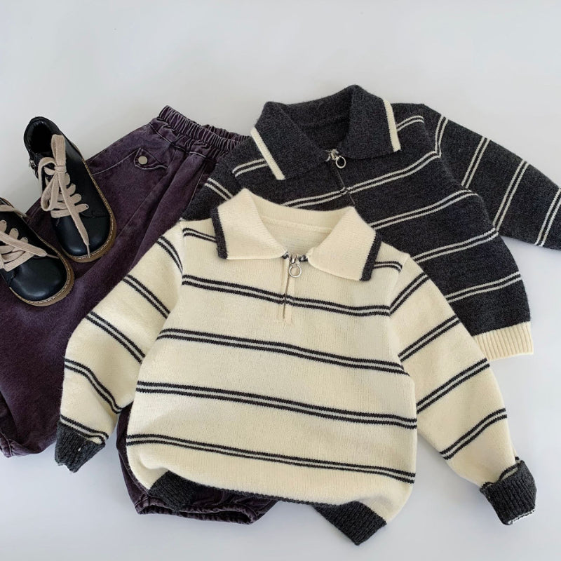 【BABY&KID】ストライプジップニットセーターSK100531