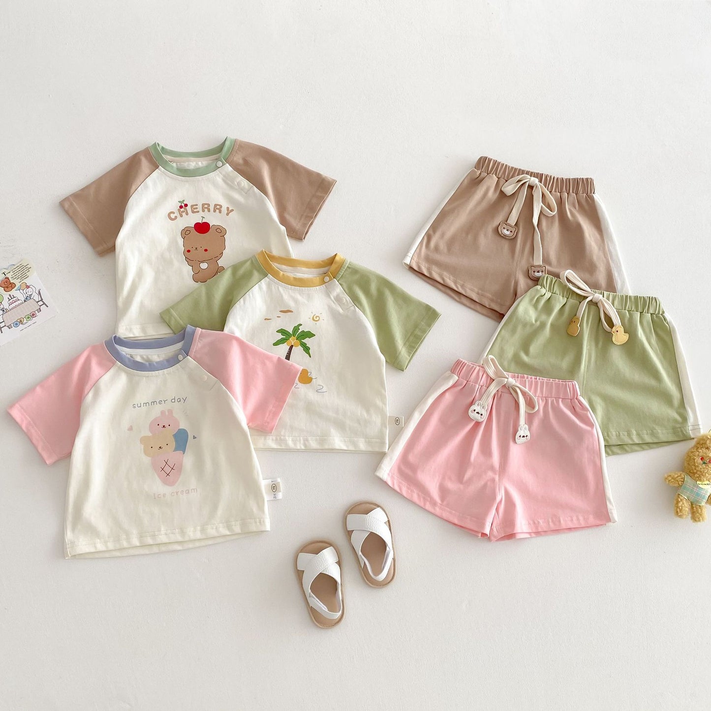 【BABY&KID】夏新作  カラーバリカートゥーンセットアップSK061807