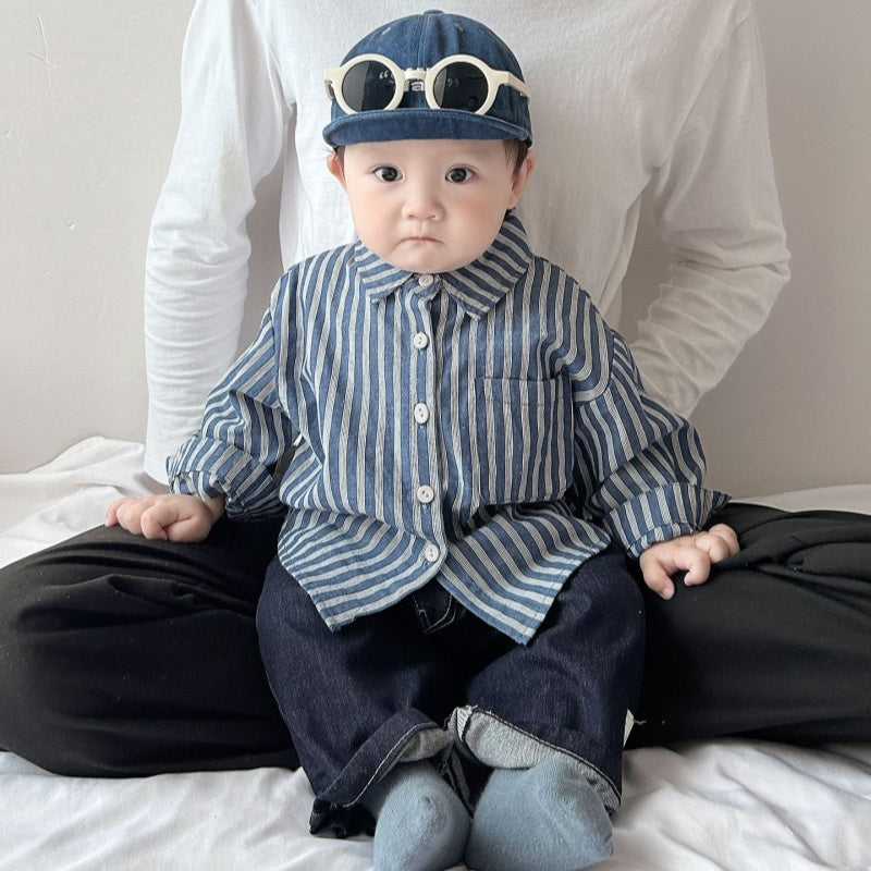 【BABY&KID】ストライプシャツ、デニムパンツSK100221