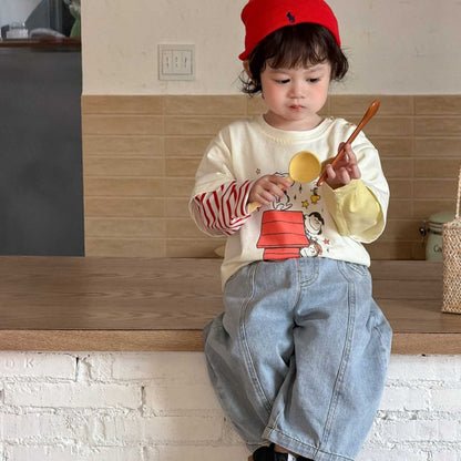 【BABY&KID】カートゥーンプリント長袖、ストレートデニムパンツSK104006