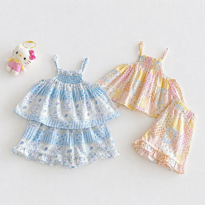 【BABY&KID】夏新作総柄キャミ小花柄セットアップSK106104