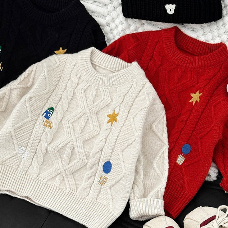 【BABY&KID】冬新作キャラ刺繍ニットセーターSK103009