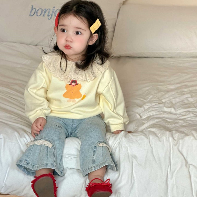 【BABY&KID】レース襟カートゥーンスウェット、デニムパンツSK104313