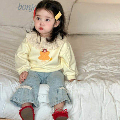 【BABY&KID】レース襟カートゥーンスウェット、デニムパンツSK104313