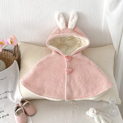 【BABY】うさ耳裏起毛あったかポンチョSK102934