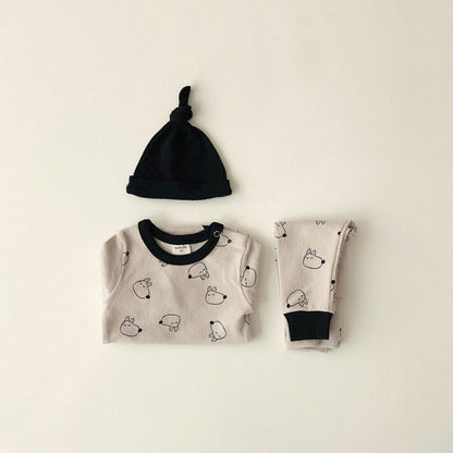 【BABY】総柄カートゥーンロンパース＆レギンス＆帽子SK101902