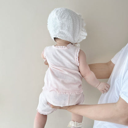 【BABY】夏新作 蝶結び刺繍無地セットアップSK092218