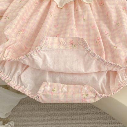 【BABY】スイートチェックロンパース＆帽子SK104106