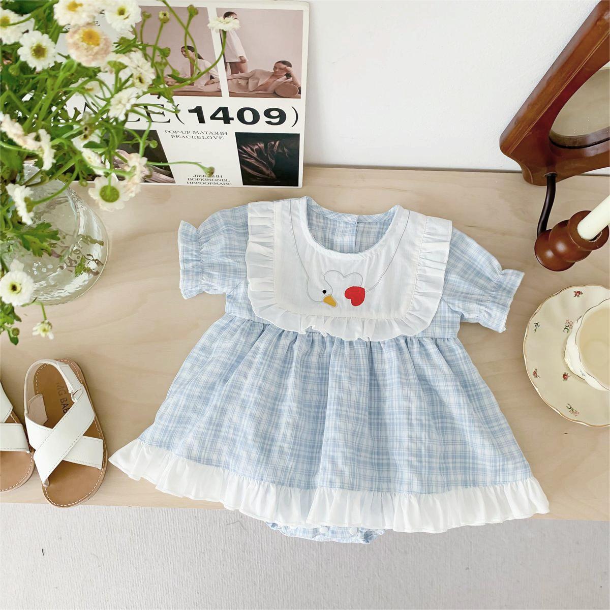 【BABY】夏新作 フリル付きハート柄ロンパースワンピースSK072603