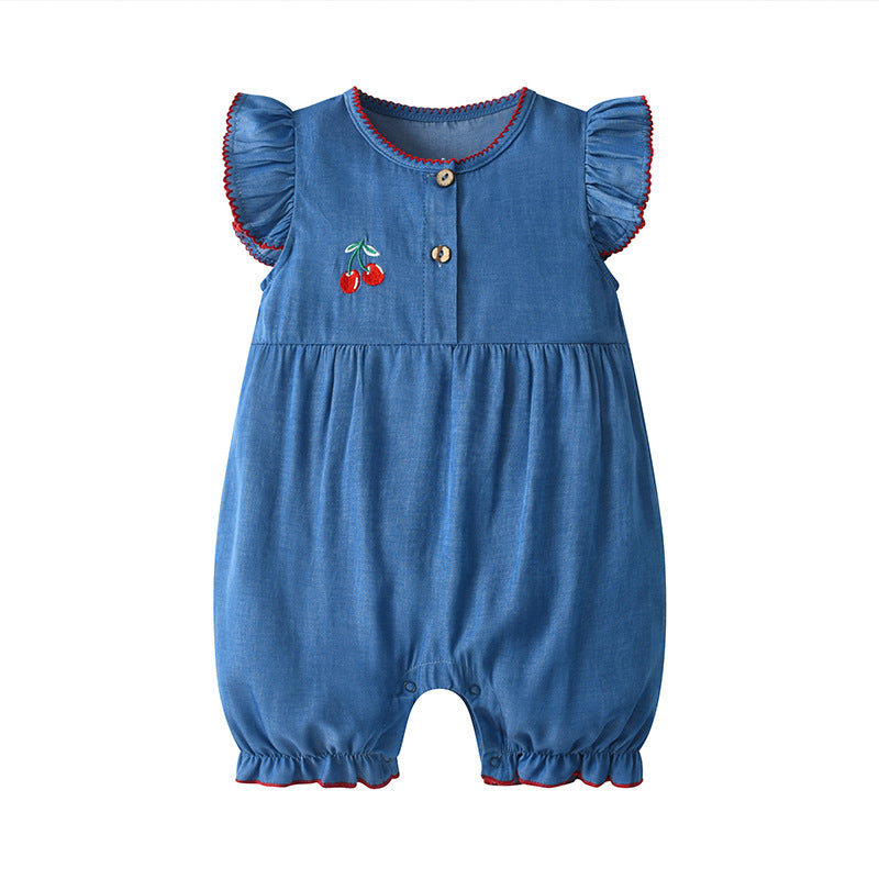 【BABY】夏新作 さくらんぼ刺繍カバーオールSK092602