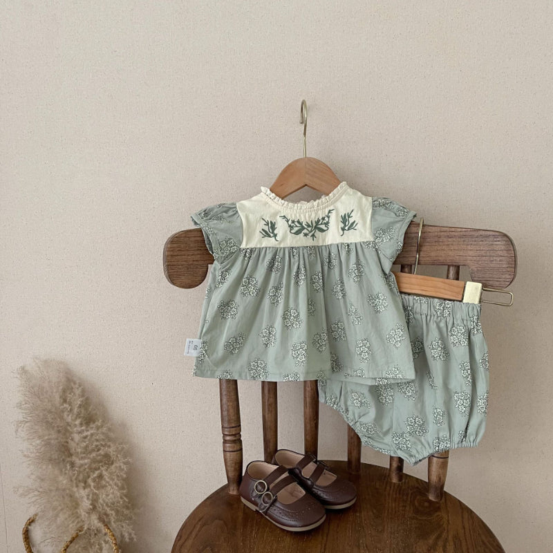 【BABY】夏新作 刺繍花柄セットアップSK091314
