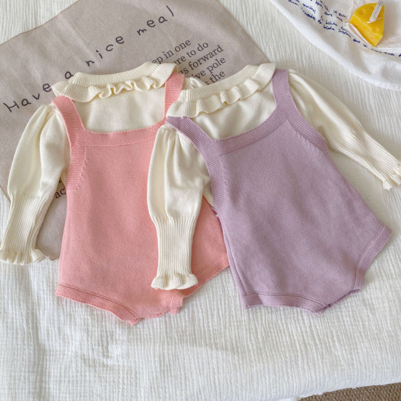 【BABY】うさぎニットサロペット＆無地ニットトップスSK101412