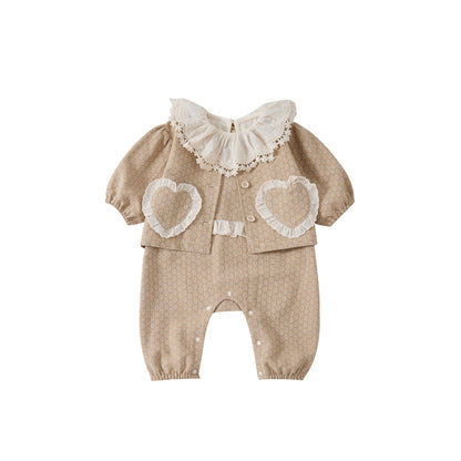 【BABY】小花柄サロペット＆レースTシャツ、ハートポケットアウターSK101417