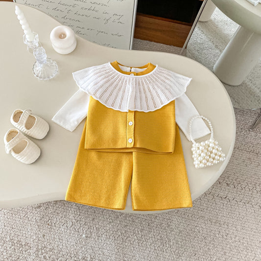 【BABY&KID】大襟ブラウス＆ニットベスト＆ニットワイドパンツSK101436