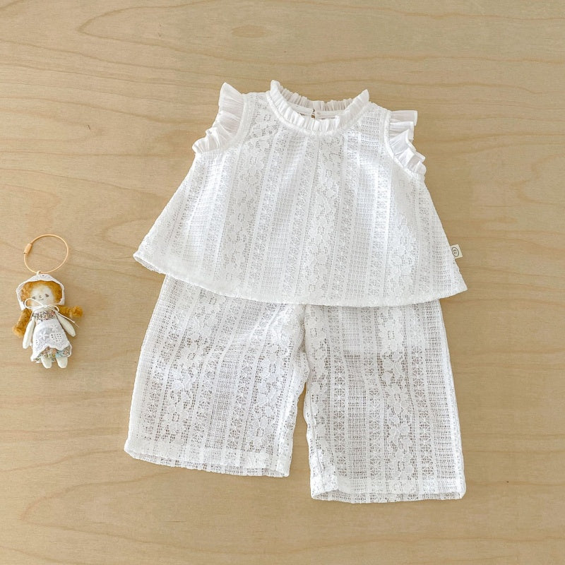 【BABY&KID】夏新作フリルスリーブレースセットアップSK106102