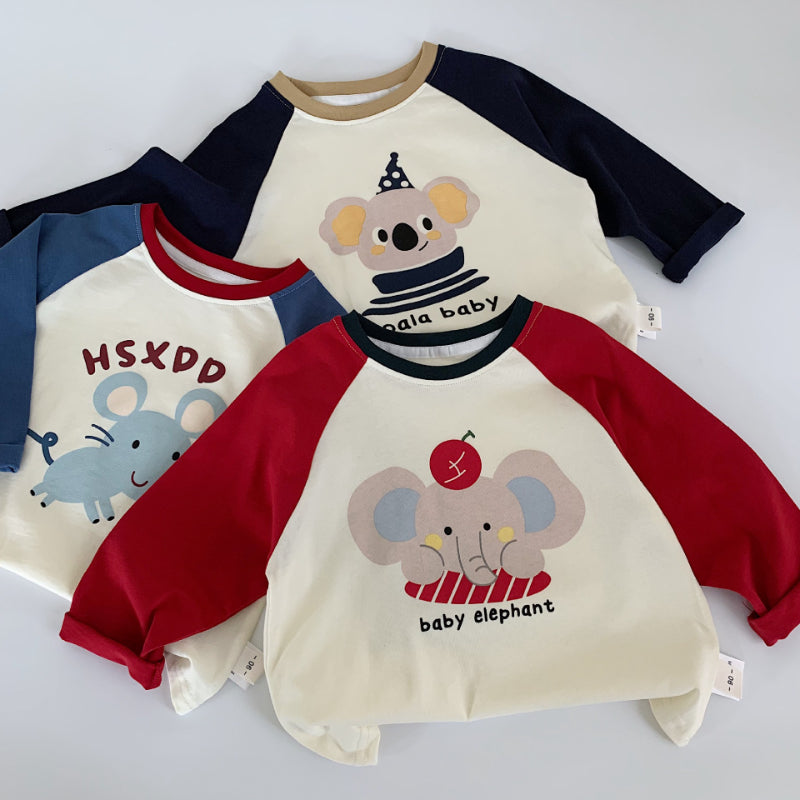 【BABY&KID】可愛い動物ラグラン袖TシャツSK100534