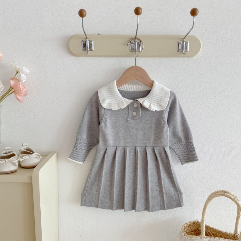 【BABY&KID】韓国風ニットプリーツワンピースSK092703