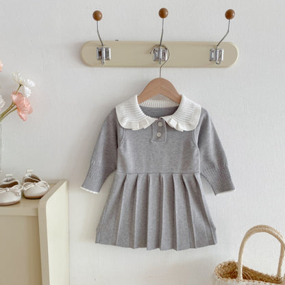 【BABY&KID】韓国風ニットプリーツワンピースSK092703