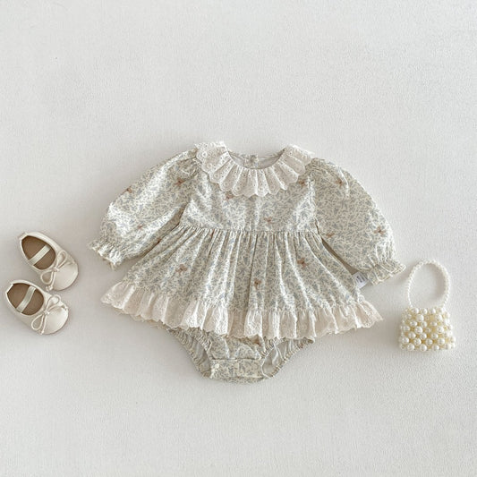 【BABY】丸襟小花柄ロンパースSK104216