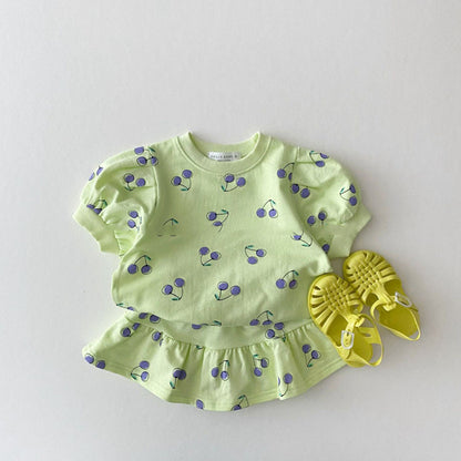【BABY&KID】夏新作 チェリー半袖Tシャツ＆スカートSK080501