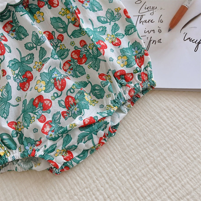 【BABY】夏新作 フラワー刺繍ロンパースSK092105