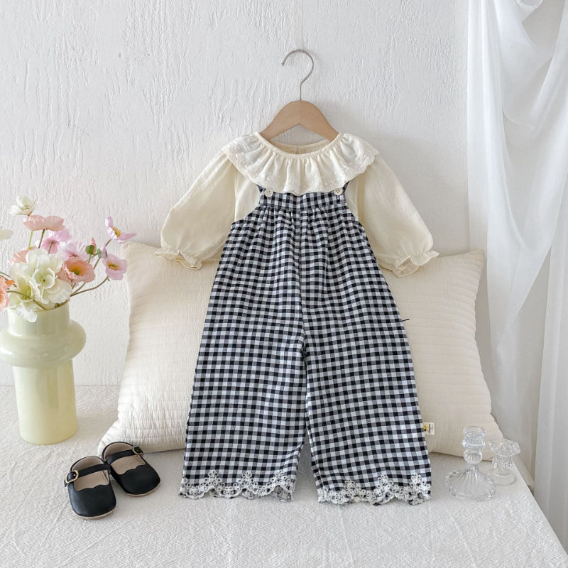 【BABY&KID】カバーオールサロペット＆レース襟インナー2点セットSK092322