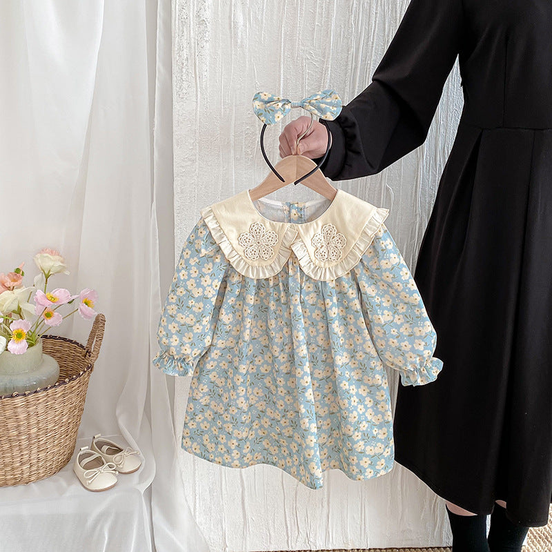 【姉妹服】花刺繍襟ロンパース、ワンピースSK101135