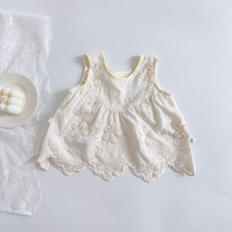 【BABY】夏新作 花刺繍レーストップス＆パンツSK092111