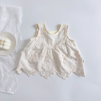 【BABY】夏新作 花刺繍レーストップス＆パンツSK092111