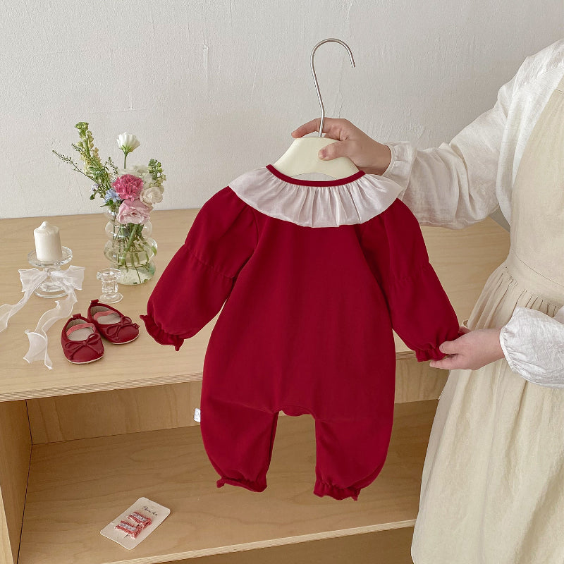 【BABY】ハートチュール襟カバーオールSK103407