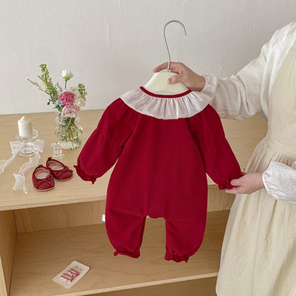 【BABY】ハートチュール襟カバーオールSK103407