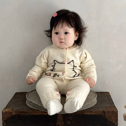 【BABY&KID】韓国風刺繍ニットロンパース、カーディガンSK101835
