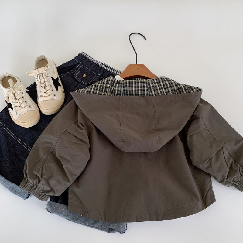 【BABY&KID】無地orチェックリバーシブルコートSK100502