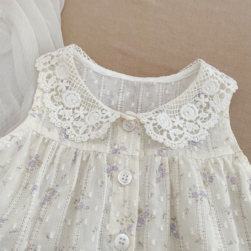 【BABY&KID】夏新作レース襟セットアップSK105412