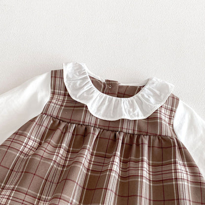 【BABY】チェックロンパースワンピ＆帽子SK103624