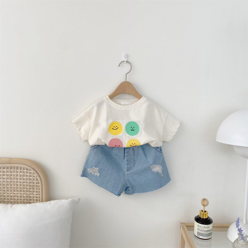 【BABY&KID】夏新作 ロゴスマイル半袖TシャツSK010214