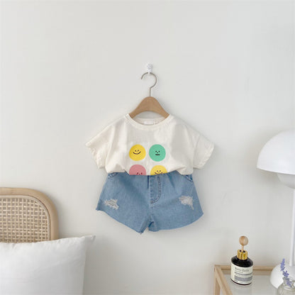 【BABY&KID】夏新作 ロゴスマイル半袖TシャツSK010214