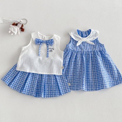 【BABY&KID】夏新作丸襟ワンピース、ボウベスト、スカートSK105902
