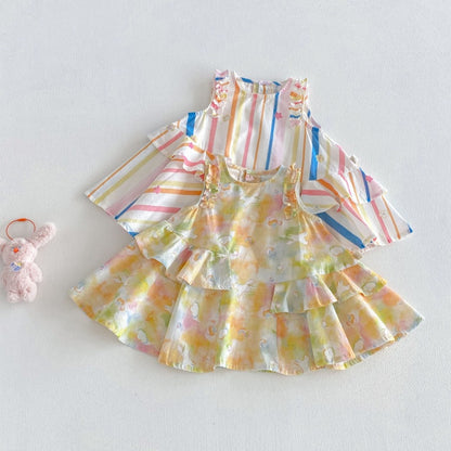 【BABY&KID】夏新作うさぎプリント、ストライプワンピースSK106115