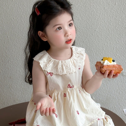 【BABY&KID】夏新作 ノースリーブ蝶結びプリントセットアップSK092630