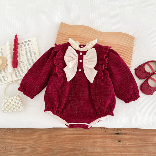 【BABY】冬新作大きなリボンのスイートカバーオールSK102714