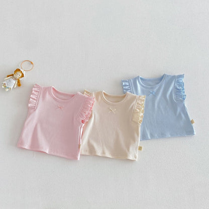 【BABY&KID】夏新作無地フリルスリーブタンクトップ、パンツSK104623